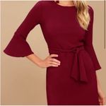 Lulus NWT Last Love Song Burgundy Tie Waist Long Bell Sleeve Mini Dress Size XS Photo 1