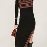 Toccin Blake Striped Ribbed Black Brown Turtleneck Sweater Dress Size S Photo 0