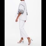 ZARA  Loose White Top Blouse with Black Embroidered Short Sleeve Womens‎ Size XS Photo 7