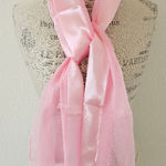 Striped Satin Sheer Light Pink Neck Scarf Photo 0