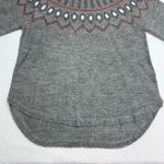 Cotton Country Sweater Gray & Rose Fair Isle Apres Crewneck Cabincore Cozy Comfy Photo 7