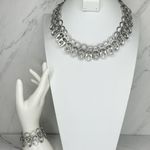 Walleska Soda Pop Tab Crochet Necklace Bracelet Set Statement ✨ Silver Photo 0