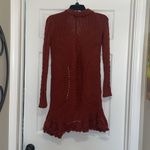 Anthropologie Rosie Neira Dark Rust Open Ruffle Cardigan, NWT Photo 4