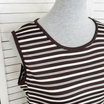 Covington Striped Ribbed Knit Tank Top Brown White Medium Stretchy Photo 4