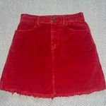Brandy Melville John Galt Straight Corduroy cherry Red Fray Hem Mini Skirt Sz Sm Photo 0