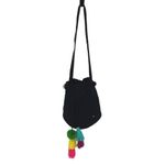 Bohemian Womens Multi Tassel Drawstring Textured Crossbody Bucket Bag Black OS‎ Photo 3