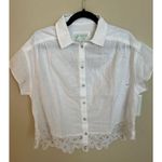 American Eagle  Oversized Resort Lace Cutout Button Up Shirt Photo 1