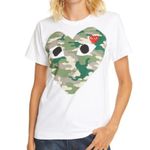 Comme des Garcons PLAY Camoflage Heart Graphic Tee White Size Small Photo 0