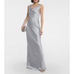Norma Kamali Maria Gown in Silver Small New Womens Long Maxi grey dress Photo 14