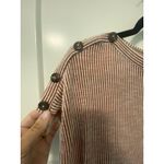 W5  Size Small Brown And White Stripe Button Accent Sleeves‎ Scoop Neck Tee Photo 1