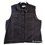 Alfred Dunner Black Denim Embroidered Embellished Button Front Vest Size 18 Photo 0