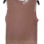 Alp N Rock Taylor Knit Tank Top Size M Pink Ribbed Crochet Detail Preppy Chic Size M Photo 0