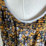 Free People Tank Top Lucky Coin Cropped Babydoll Floral Linen Blend Yellow Grey Photo 8