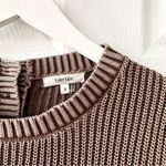 Tyler Boe Tan Light Brown Ribbed Button Back Neck Crewneck Casual Sweater Small Photo 2