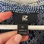 Iz Byer NWOT women’s blue crocheted lace patterned cropped sleeve tunic blouse Photo 3