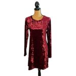 Say What? Say What? Crushed Velvet Long Sleeve Dress Women’s Medium Burgundy Holiday Party Photo 1