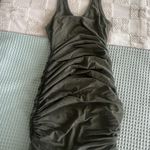 EXPRESS  Olive Green Ruched Tank Dress, Size Medium Photo 4