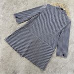 CAbi Dappled Striped Navy Gray Collarless Car Coat Jacket Blazer Academia Size L Photo 8