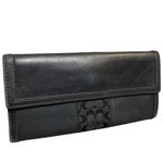 Coach  1941 Black Leather Bifold Snap Closure Long Wallet Signature C Stripe Photo 1