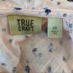 True Craft Ditsy Floral Linen-like Semi Sheer Peach Top 2X Photo 6