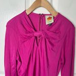 Farm Rio Pink Long Sleeve Knot Twist Key Hole Neck Zip Up Bodysuit M Photo 2