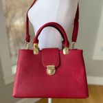 DASEIN Red Statement Handbag Purse Shoulder Bag with Bright Gold Brass Hardware Photo 3
