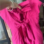 Tuckernuck MILLY Bows Romper Anya Linen tie knot Front Sleeveless Sweetheart barbie pink Photo 6