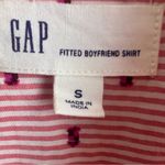 Gap Women’s Sz S Pink White Striped Textured Clip Dot Fitted Boyfriend Shirt Photo 9