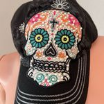 KBETHOS HAT Womens Colorful Sugar Skull Floral Embroidered Cap Rhinestone Bling Black Photo 1