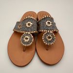 Jack Rogers  Women's Black & White Nantucket Leather Thong Flat Sandals Size 7 Photo 6