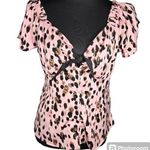 Unique Vintage  Pink Leopard Print Top Photo 0