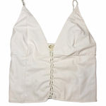 Joyfolie Ivory Faux Leather Camisole Top S Braided Front Adjustable Straps White Photo 0