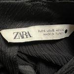 ZARA Black Shoulder Pad Satin Effect Long Sleeve Top Photo 6