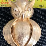 Gold Vintage Owl Brooch Pin Photo 4