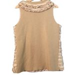 Dana Stein rabbit animal fur vest super soft zip up crochet knit sweater vest Tan Size L Photo 1