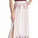 Johnny Was Los Angeles Frederique Embroidered Side Slit Linen White Maxi Skirt Photo 0
