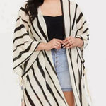 Torrid  Women's Ivory‎ & Black Striped Kimono Cape One Size Photo 0