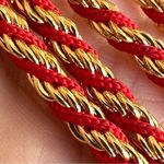 Trifari Vintage gold tone red twisted rope necklace Photo 7