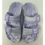Women’s Lavender and White Tie Dye Double Buckle Slip on Sandals‎ Size 5/6 Purple Photo 4