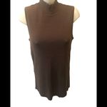 St. John Wool Blend Ribbed Mock Neck Sleeveless Sweater Shell Brown Sz. M Career Photo 1