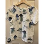 Orchadia Petites White Linen Cotton Blouse Top Tropical Floral Beach Size PS‎ Photo 2