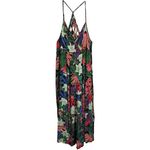 Angie  Tropical Print Tiered Maxi Dress Crossed Back Boho Sleeveless size M Flowy Photo 3