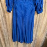 ASOS  Design Royal Blue Textured Floral Embroidered Midi Dress Size 8 Photo 1