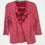 LRL Lauren Jeans Co Womens Ruffled Top Size L Western Cowgirl Boho Lace Up Red Size L Photo 0