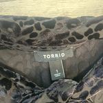 Torrid  Black Velvet Burnout Animal Print Maxi Kimono Neck Tie Photo 4