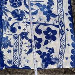 Joie  Women’s L Blue White Linen Batik Printed Button Up Roll Sleeve Shirt Dress Photo 7