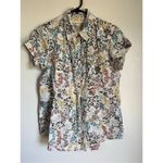 Aventura Womens 100% Organic Cotton All Over Floral Print Button Shirt sz M White Size M Photo 1