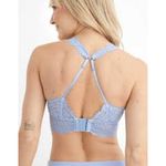 Aerie Eyelash Lace Padded Plunge Bralette Medium M Blue Photo 1