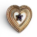 EXQUISITE ANTIQUE ART NOUVEAU GOLD FILL LARGE SHIELD Heart LOCKET NECKLACE Photo 0