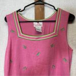 Quacker Factory Silk Blend Pink & Green Grasshopper Sleeveless Top Size M Photo 1